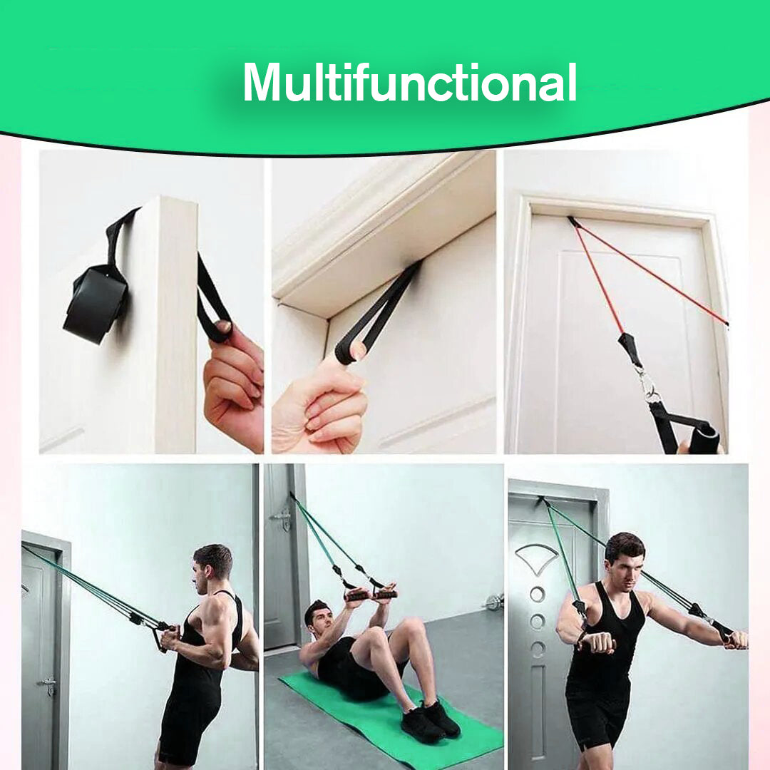 Power Resistance Elastic Band 12 Piece Set with Belt- 145kg