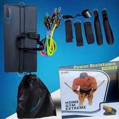 Power Resistance Elastic Band 12 Piece Set with Belt- 145kg