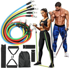 Power Resistance Elastic Band 12 Piece Set with Belt- 145kg